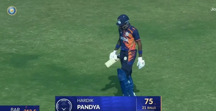 हार्दिक पांड्या का विस्फोटक 75, बरोड़ा ने चंडीगढ़ पर बनाई मजबूत पकड़